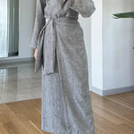 Casual Lapel Shirt & Lace-Up Two-Piece Overskirt Set