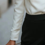Long Sleeves Loose Buttoned Solid Color Asymmetric Collar Blouses&Shirts Tops