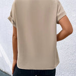 Loose Short Sleeves Contrast Color V-Neck T-Shirts Tops