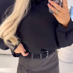 Black Hooded Sweatshirt with Rhinestone Embellished Cutout Back