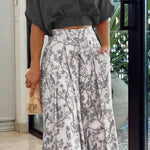 Sharity Printed Button Crop Wide Leg Pant Set