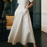 Simple Casual Solid Color Pleated Midi Dress