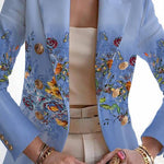 Art print double-breasted blazer