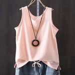 Women's Pure Color Casual Cotton Linen Vest