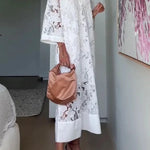 Confidence and Adventure Flower Lace V-neck Bell Sleeve Loose Midi Dress