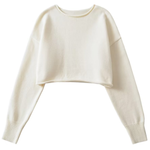 Round Neck Solid Color Loose Casual Long Sleeve Super Short Knitted Sweater