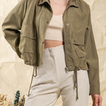Brushed plaid lapel multi-button two-pocket midi jacket