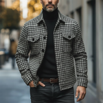 Men's Winter Retro Houndstooth Faux Wool Jacket