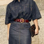 Half Sleeves Loose Buttoned Lapel Blouses&Shirts Tops