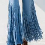 Trendy Retro Tassel Flared Jeans