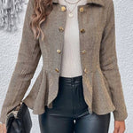 Lapel Jacquard Ruffle Slim Double-breasted Blazer