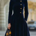 Natalia | A-Line Dress Featuring Elegant Gold Accents