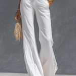 Retro V-neck Cotton And Linen Short-sleeved T-shirt And Wide-leg Pants Set