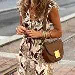 Fungus sleeve v-neck fashion dress