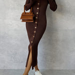 CHOCOLATE KNIT MIDI DRESS
