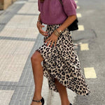 Soft mist purple short-sleeved knitted sweater