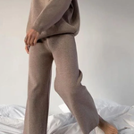 Knitted Solid Color Loose Casual Suit