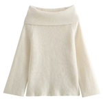 Sexy Slim Fit Solid Color Pullover Sweater with Off-shoulder Neckline