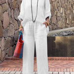 Women's Cotton and Linen Gradient Two-piece Set