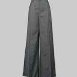 Loose Wide Pants High-Waisted Pleated Split-Front Pants Trousers