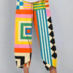Women's Abstract Art Geometric Pattern Linen Blend Pants
