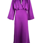 Long-sleeved Retro Waist V-neck Dress