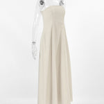 A-Line Loose Elasticity Pockets Solid Color Zipper Tube Maxi Dresses