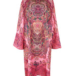 Long Sleeves Loose Contrast Color Printed Mock Neck Midi Dresses