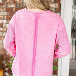 women's loose casual style raw edge long sleeve top