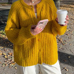 Loose Solid Color Long Sleeve Cardigan Sweater