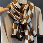 Simple Fashion Contrast Color Plaid Printed Scarf