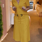 High Waisted Loose Split-Front Split-Joint Tied Waist Skirts