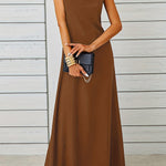 A-Line Loose Solid Color Round-Neck Maxi Dresses