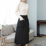Vintage Loose Elasticity High-Waisted A-Line Padded Skirt Bottom