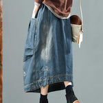 Split-joint Denim Skirt Bottom