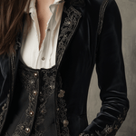 Elegant Black Velvet Embroidered Blazer