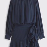 Long-Sleeve Wrap Micro Mini Dress