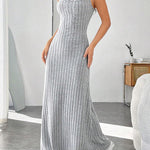 A-Line Loose Solid Color Spaghetti-Neck Maxi Dresses
