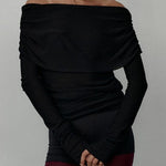 Long Sleeves Loose Solid Color Off-The-Shoulder Pullovers Sweater Tops