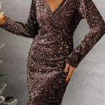 CHOCOLATE SEQUIN MIDI DRESS