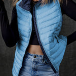 Plush Collared Quilted Zipped Puffer Vest