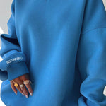 Loose ribbed collar versatile sweatshirt