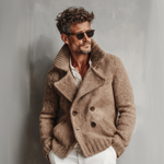 Men's Classic Retro Tough Style Double-breasted Lapel Knitted Cardigan