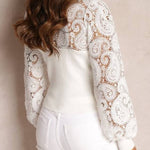 Lace stitching high-end temperament intellectual style hollow long sleeves