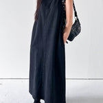 A-Line Loose Pockets Solid Color Tied Round-Neck Maxi Dresses
