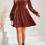 Turtleneck Long Sleeve Velvet Mini Dress