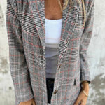 Stylish Casual Retro Plaid Lapel Suit Coat