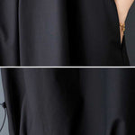 A-Line Loose Drawstring Pleated Pockets Solid Color Zipper Spaghetti-Neck Midi Dresses