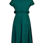 Bowknot Lace-Up Solid Color V-Neck Midi Dresses