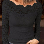 Solid Color Lace Patchwork Long-sleeved Shirt